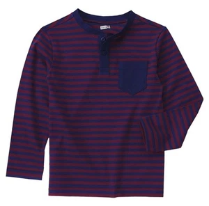 NUEVA Camisa Henley Crazy 8 Niños Talla XS 4 Azul Marrón Rayas Algodón Mangas Largas - Imagen 1 de 1