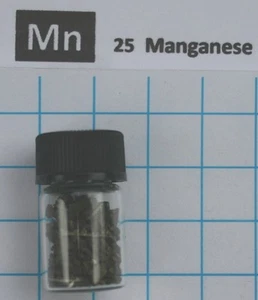 5 gram 99.85% Manganese metal pieces in glass vial element 25 sample - Picture 1 of 3