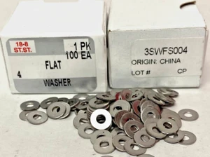 New No. 4 Flat Washers, 18-8 Stainless Steel (100ea) - Picture 1 of 3