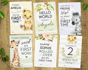 Personalised Baby Milestone Cards • Animal Memory Cards • Baby Gift • 1st Year - Picture 1 of 11