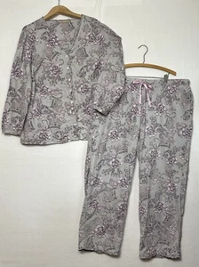 Soft Surroundings Pajama Set Night Divine Ruffle Floral Flannel Lavender 2XL - Picture 1 of 12