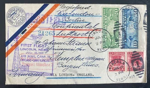1928 Lincoln NB USA First Continental Flight Cover To Berlin Germany Via London - Picture 1 of 2