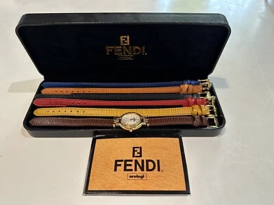 Authentic Fendi Orologi Watch 640L Vintage Oval GP 24mm w Multi Color Straps - image 1 of 4