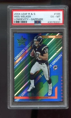 2004 Leaf Rookies And Stars R S Longevity Sapphire #185 Wes Welker ROOKIE RC PSA - Image 1 of 2