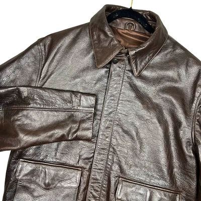 US Wings Cooper Jacket Mens Large Brown Original Leather Full Zip Flight - Image 1 of 4