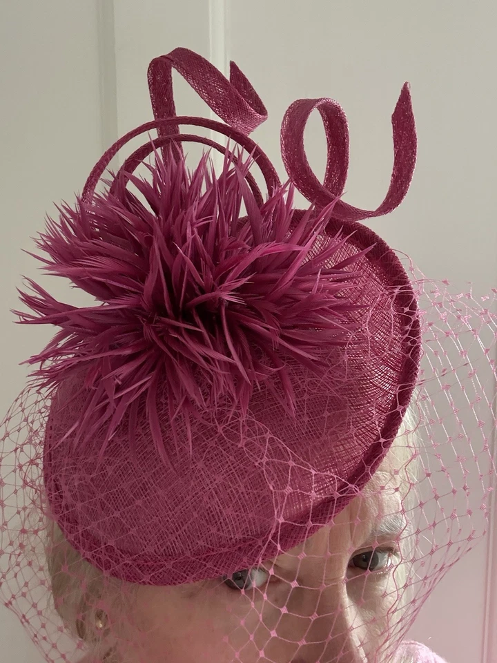 Raspberry Pink Fascinator Hat - Image 1 of 4