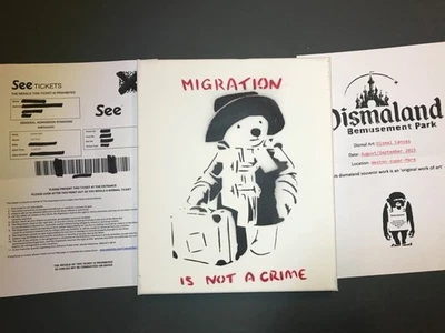 罕见艺术 Dismaland 喷雾帆布绘画 WSM 15 Banksy — 第 1/3 张图片