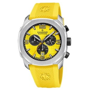 Candino Yellow Plastic Band Men's Chronograph Swiss Made Watch - C4774/1 - Picture 1 of 4