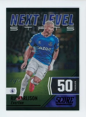 2021-22 Richarlison Panini Score Next Level Stats Black Everton Soccer Card 1/1 - Image 1 of 3