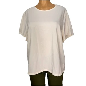 Eileen Fisher Damen-T-Shirt elfenbeinfarben weich Bio-Baumwolle Größe 1X Freizeittops 130 $ - Bild 1 von 12