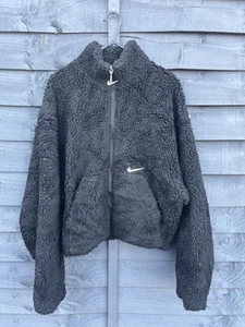 Nike Women’s Black Jacket/Fleece Faux Fur Size Small Full Zip - Picture 1 of 7