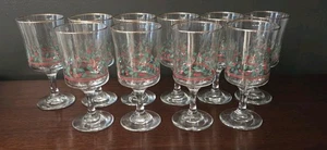 VINTAGE ARBY’S 1986 COLLEZIONE NATALE, CALICI BACCHE DI AGRIFOGLIO SET COMPLETO DI 10 - Foto 1 di 4