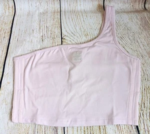 Adidas Light Pink And White One Shoulder Tennis Crop Top- Size 18, FREE POSTAGE - Picture 1 of 8
