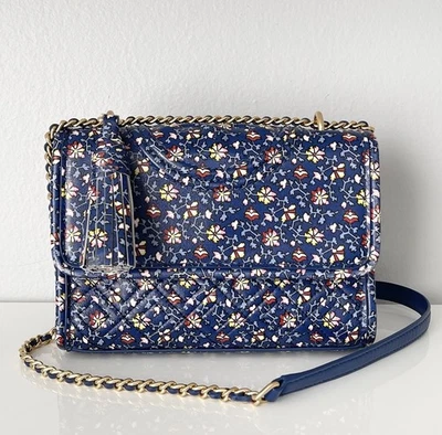 Маленькая сумка-трансформер Tory Burch модель Fleming цвет Blue Wild Pansy - Изображение 1 из 4