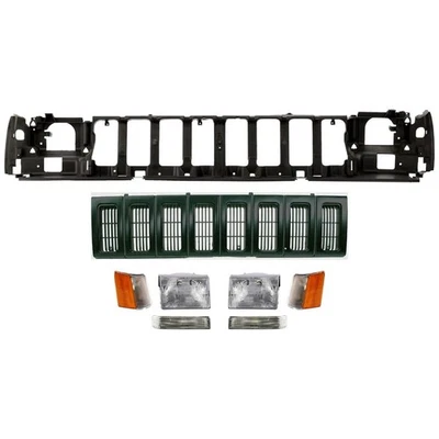 For 1993-1995 Jeep Grand Cherokee Front Header Panel Nose Headlight Mounting 8pc - Imagem 1 de 4