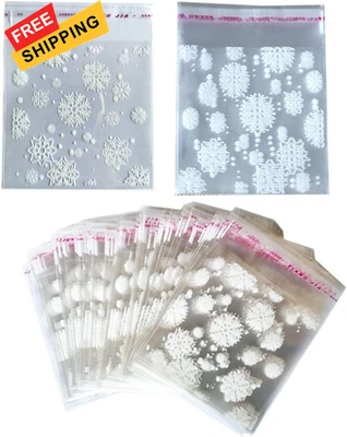 Bolsas de celofán copo de nieve blancas 200 piezas transparentes autosellantes 4x5 blancas  Foto 1 de 2