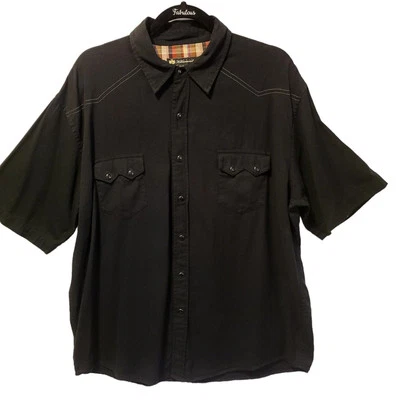 Duke Kahanamoku Men's Black Shirt Size L Snap Blk Buttons Bamboo Blend Surfer - Image 1 of 4