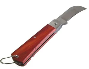 Electricians Pocket Knife Wood Handle Folding 7cm Blade Cable Stripping Cutting - Picture 1 of 6