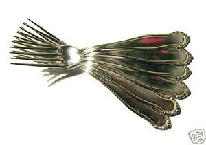 6 Dessertgabeln AUS 100er Silber Auflage versilbert Arthur Evertz Besteck 18,7cm - Bild 1 von 3