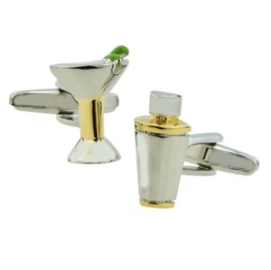 Martini Glass & Shaker Cufflinks Presented in a Box X2PSN150 - Picture 1 of 1