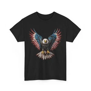 American Flag Bald Eagle 4th of July Patriotic Women Men T-Shirt - Picture 1 of 8