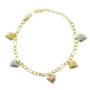 Elegante tobillo para mujer relleno de oro 14K elegante tricolor diseño corazón 10 pulgadas - Imagen 1 de 1