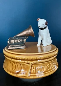 Vintage RCA Phonograph Nipper His Master's Voice Ceramic Spinning Music Box - Picture 1 of 17