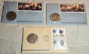 (3) BICENTENNIAL FIRST DAY COVER & MEDAL SETS IN ENVELOPES- (1) 1975 & (2) 1976 - Picture 1 of 15