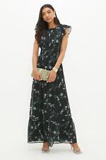 Dorothy Perkins Tall Black Floral Chiffon Shirred Waist Midi Dress