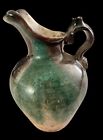 Dollhouse Ceramic Glazed Pitcher In Jade Green And Brown Tones