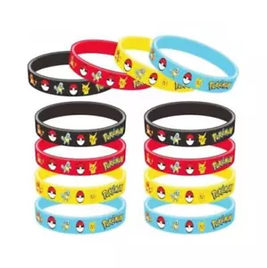 12PC Kids Pokemon Wristbands Bracelets Birthday Party Favours Lolly Bag Filler - Picture 1 of 1