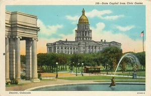 Postal State Capitol Civic Center Denver Colorado CO pm 1949 - Imagen 1 de 2