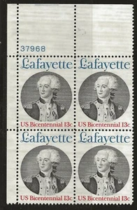 US Scott #1716, Plate Block #37968 1977 LaFayette 13c FVF MNH Upper Left - Picture 1 of 1