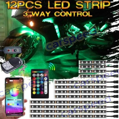 12X RGB Motorcycle LED Light Kit APP+Remote Neon Glow Strip for Harley-Davidson - Image 1 of 4