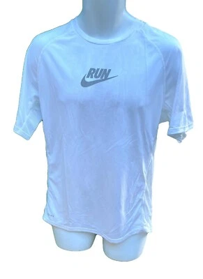 New NIKE RUN Mens Super Light DriFit Stay Cool Ventilated White Top Shirt M - Image 1 of 2