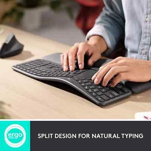 Logitech - ERGO K860 Ergonomische Kabellose Tastatur für Windows und Mac mit Handfläche - Bild 1 von 6