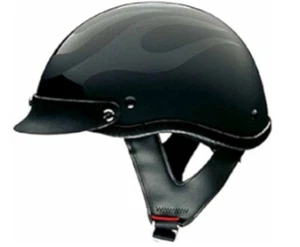 DOT Flat Black Gloss Flame Shorty Motorcycle Helmet Medium (Y) - Imagen 1 de 11