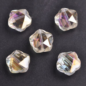 10pcs 14mm Flower Shape Faceted Crystal Glass Beads for Jewelry Making