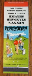 KENNY'S STANDARD GAS STATION 1950s MATCHBOOK MATCHCOVER: LAFAYETTE, INDIANA -E22 - Picture 1 of 2