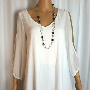 NWT/ Shy Velvet White Women's Blouse Cold Shoulder Plus Size S - R - Picture 1 of 6