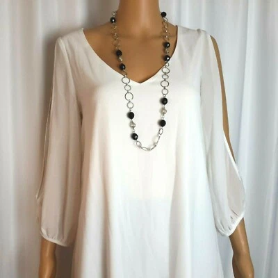 NWT/ Shy Velvet White Women's Blouse Cold Shoulder Plus Size S - R - Image 1 of 4
