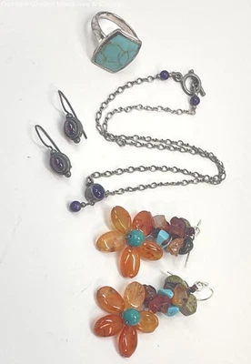 Joyería artesanal 925 granate, amatista, cornalina, howlita y piedra 25 g Foto 1 de 4