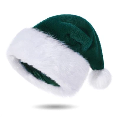 Sombreros de Papá Noel verdes y blancos Sombreros de Papá Noel para adultos Unisex Terciopelo Tacto Comodidad... Foto 1 de 4