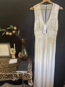 French Connection Winter White Broadway Lights S/less Maxi Dress Uk 8 rrp £250 - Picture 1 of 13