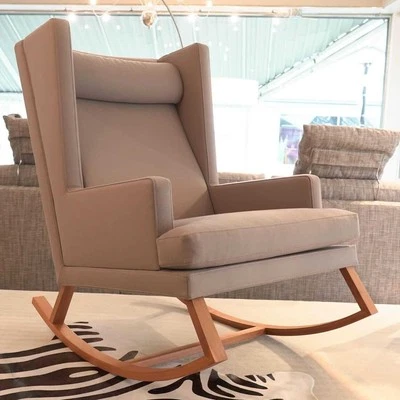 Bielefelder Werkstätten Schaukelsessel Tribeca Kavallerietuch Grau Braun  - Bild 1 von 4