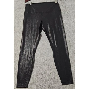 Lululemon Align hoch geschnittene Hose 28" Glanz strahlende Folie schwarz Leggings Größe 14 - Bild 1 von 8