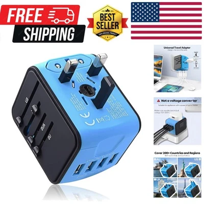 Adaptador de viaje universal, 4 puertos USBT tipo A y toma de CA, alimentación internacional... Foto 1 de 4
