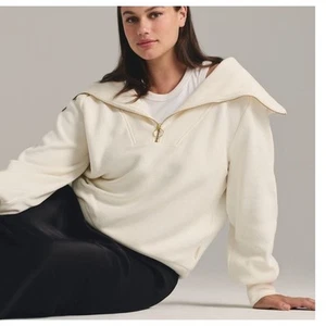 Varley Vine Half-Zip Pullover Ivory Size 2X Anthropologie Relaxed Fit Sweatshirt - Picture 1 of 8