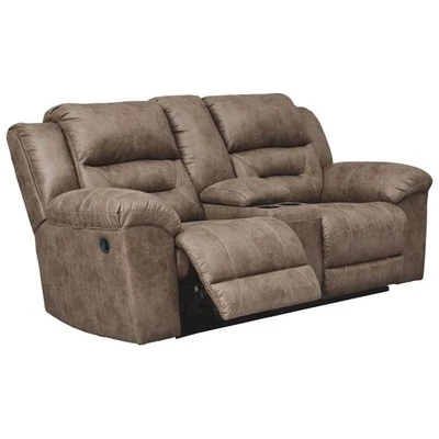 ASHLEY FURNITURE Signature Design by Ashley Stoneland Reclining Loveseat with Console in Fossil