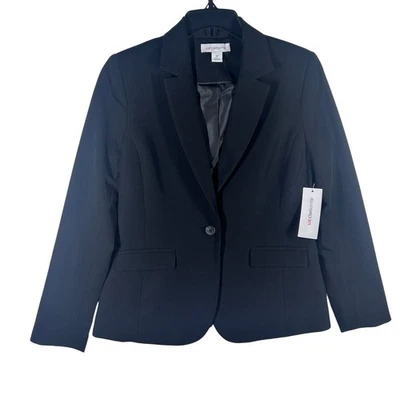 Liz Claiborne Petite Black Blazer Womens 2P Career Business Office Jacket NEW - Image 1 of 4